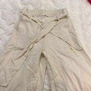 Cream wide leg pants